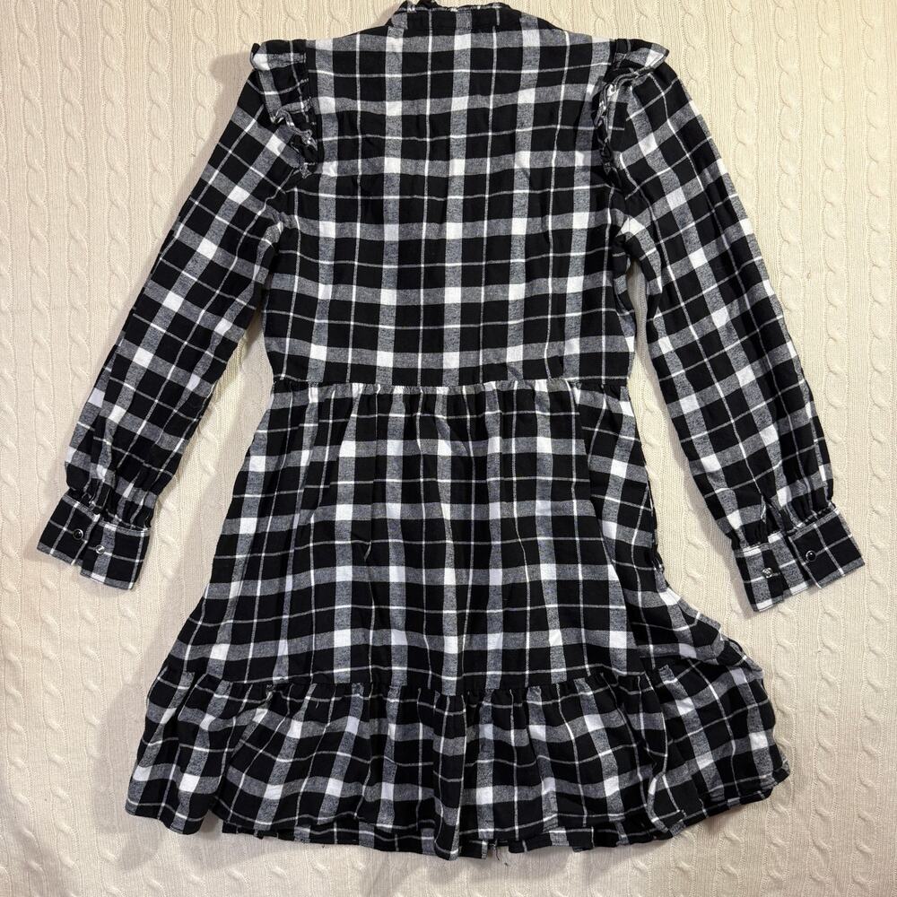 Kate Spade Rustic Buffalo Plaid Pearl Snap Flannel Winter Ruffle Dress S No Belt - Picture 9 of 9